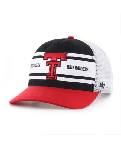 47 Brand Kids' Big Boys And Girls Black/red Texas Tech Red Raiders Super Stripe Hitch Adjustable Trucker Hat
