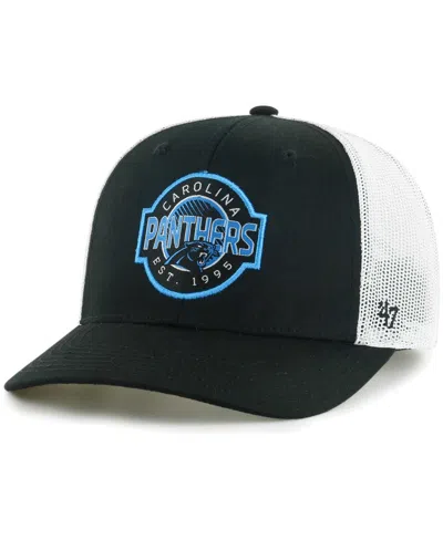 47 Brand Kids' Big Boys And Girls Black/white Carolina Panthers Scramble Adjustable Trucker Hat In Black,white