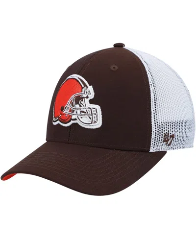 47 Brand Kids' Big Boys And Girls Brown/white Cleveland Browns Adjustable Trucker Hat