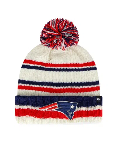 47 Brand Big Boys And Girls Cream New England Patriots Driftway Cuffed Knit With Pom