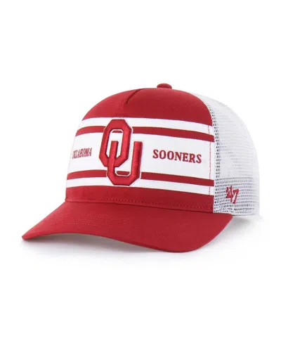 47 Brand Kids' Big Boys And Girls Crimson/white Oklahoma Sooners Super Stripe Hitch Adjustable Trucker Hat In Red
