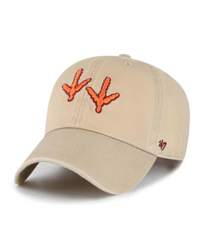 47 Brand Kids' Big Boys And Girls Khaki Virginia Tech Hokies Clean Up Adjustable Hat In Brown