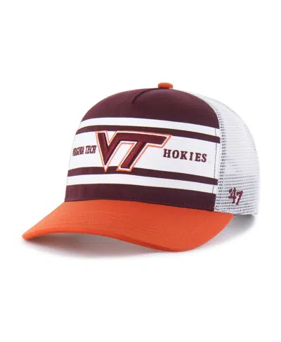 47 Brand Kids' Big Boys And Girls Maroon/orange Virginia Tech Hokies Super Stripe Hitch Adjustable Trucker Hat In Multi