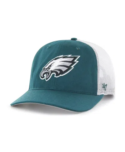 47 Brand Kids' Big Boys And Girls Midnight Green/white Philadelphia Eagles Trucker Adjustable Hat