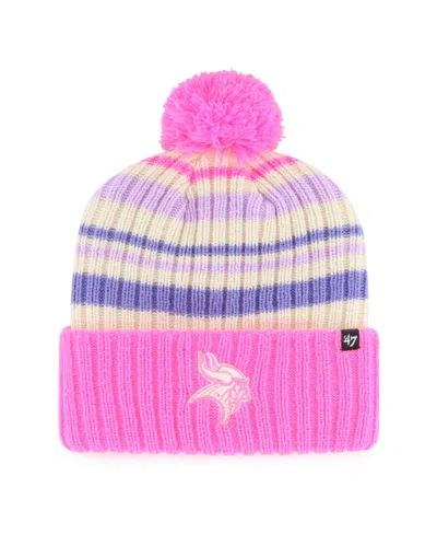 47 Brand Kids' Big Boys And Girls Minnesota Vikings Snow Fort Cuffed Knit Hat In Pink