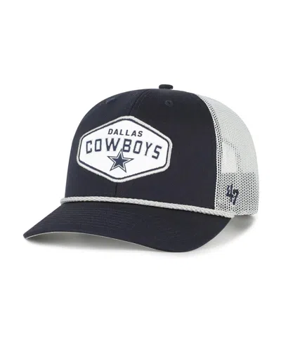 47 Brand Kids' Big Boys And Girls Navy Dallas Cowboys Ace Out Rope Trucker Adjustable Hat In Blue