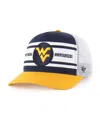 47 Brand Big Boys And Girls Navy/gold West Virginia Mountaineers Super Stripe Hitch Adjustable Trucker Hat In Multi