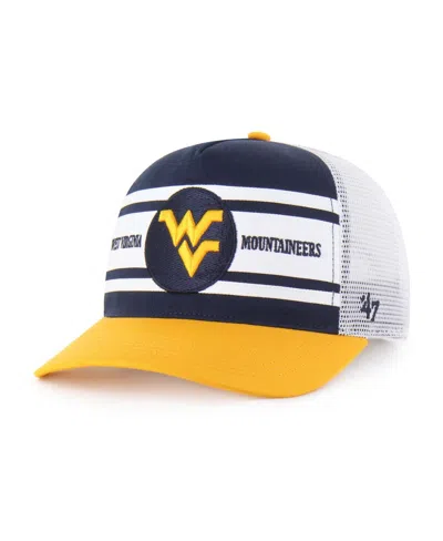 47 Brand Kids' Big Boys And Girls Navy/gold West Virginia Mountaineers Super Stripe Hitch Adjustable Trucker Hat In Multi