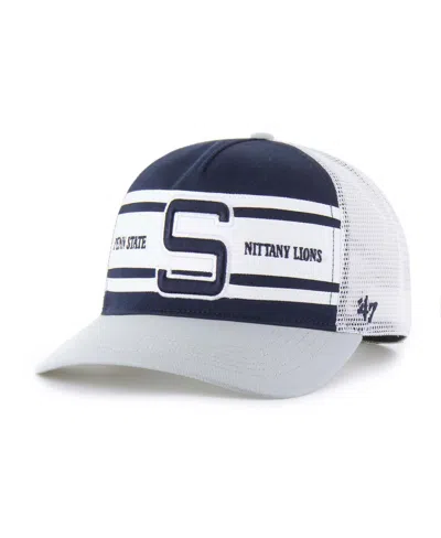47 Brand Kids' Big Boys And Girls Navy/gray Penn State Nittany Lions Super Stripe Hitch Adjustable Trucker Hat