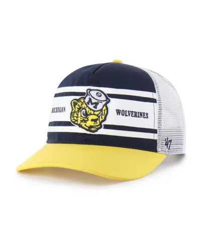 47 Brand Kids' Big Boys And Girls Navy/maize Michigan Wolverines Super Stripe Hitch Adjustable Trucker Hat In Multi