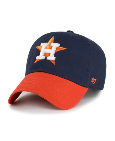 47 Brand Kids' Big Boys And Girls Navy/orange Houston Astros Team Logo Clean Up Adjustable Hat In Black