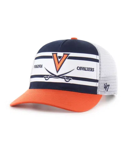 47 Brand Kids' Big Boys And Girls Navy/orange Virginia Cavaliers Super Stripe Hitch Adjustable Trucker Hat In Multi