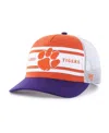 47 Brand Big Boys And Girls Orange/purple Clemson Tigers Super Stripe Hitch Adjustable Trucker Hat In Orange