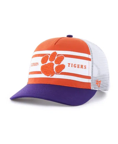47 Brand Kids' Big Boys And Girls Orange/purple Clemson Tigers Super Stripe Hitch Adjustable Trucker Hat