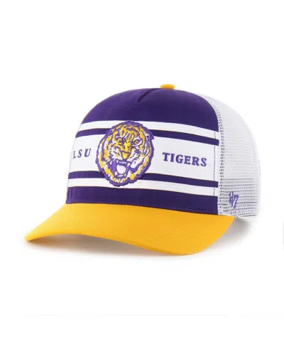 47 Brand Kids' Big Boys And Girls Purple/gold Lsu Tigers Super Stripe Hitch Adjustable Trucker Hat In Multi