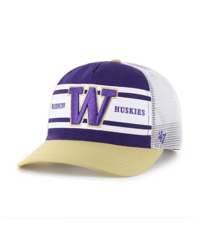 47 Brand Kids' Big Boys And Girls Purple/gold Washington Huskies Super Stripe Hitch Adjustable Trucker Hat In Yellow