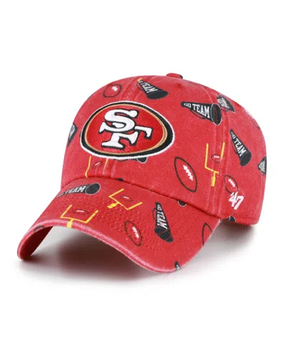 47 Brand Kids' Big Boys And Girls San Francisco 49ers Stomping Ground Clean Up Adjustable Hat In Red