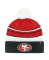 47 Brand Big Boys And Girls Scarlet/black San Francisco 49ers Peewee Cuffed Pom With Knit Hat In Red