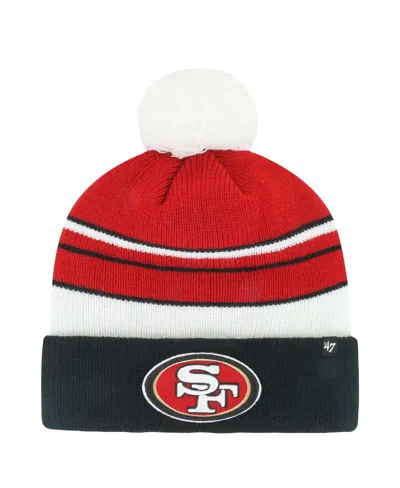 47 Brand Kids' Big Boys And Girls Scarlet/black San Francisco 49ers Peewee Cuffed Pom With Knit Hat In Red