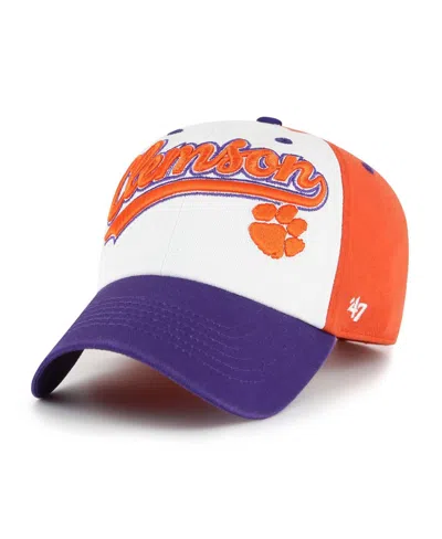 47 Brand Kids' Big Boys And Girls White Clemson Tigers Scooter Clean Up Adjustable Hat In Multi