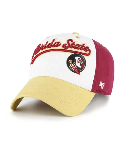 47 Brand Kids' Big Boys And Girls White Florida State Seminoles Scooter Clean Up Adjustable Hat In Multi