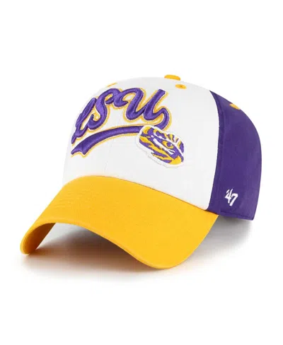 47 Brand Kids' Big Boys And Girls White Lsu Tigers Scooter Clean Up Adjustable Hat In Yellow