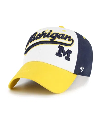47 Brand Kids' Big Boys And Girls White Michigan Wolverines Scooter Clean Up Adjustable Hat In Yellow