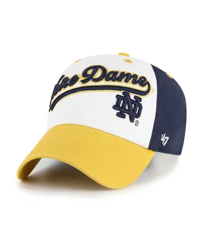 47 Brand Kids' Big Boys And Girls White Notre Dame Fighting Irish Scooter Clean Up Adjustable Hat In Yellow