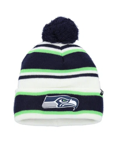 47 Brand Kids' Big Boys And Girls White Seattle Seahawks Stripling Cuffed With Pom Knit Hat In Black