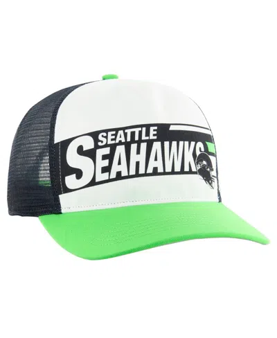 47 Brand Kids' Big Boys And Girls White/neon Green Seattle Seahawks Trucker Adjustable Hat
