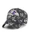 47 Brand Big Girls Black Baltimore Ravens Mural Clean Up Adjustable Hat In Black