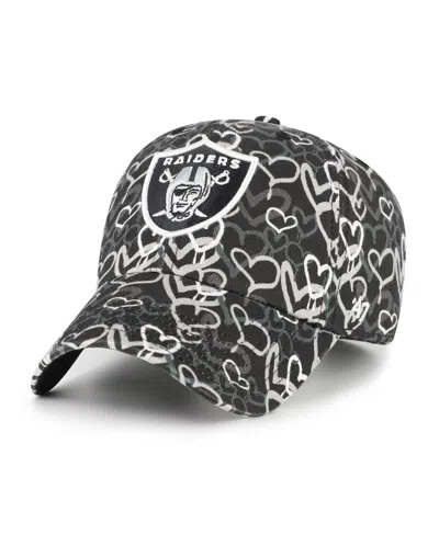 47 Brand Kids' Big Girls Black Las Vegas Raiders Mural Clean Up Adjustable Hat