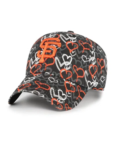 47 Brand Kids' Big Girls Black San Francisco Giants Mural Clean Up Adjustable Hat In Multi