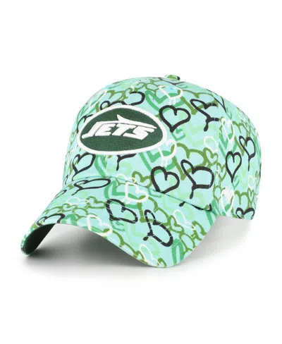 47 Brand Kids' Big Girls Green New York Jets Mural Clean Up Adjustable Hat
