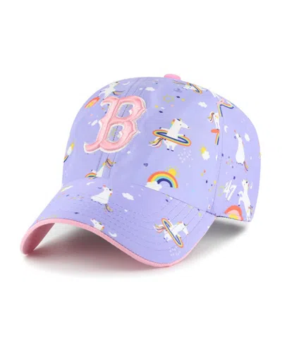 47 Brand Kids' Big Girls Lavender Boston Red Sox Unicorn Clean Up Adjustable Hat In Purple