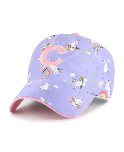 47 Brand Kids' Big Girls Lavender Chicago Cubs Unicorn Clean Up Adjustable Hat In Purple