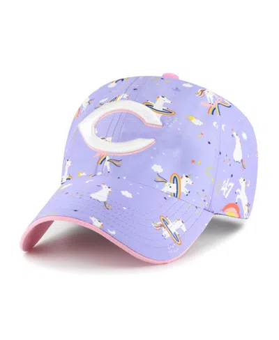 47 Brand Kids' Big Girls Lavender Cincinnati Reds Unicorn Clean Up Adjustable Hat In Purple