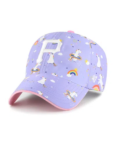 47 Brand Kids' Big Girls Lavender Pittsburgh Pirates Unicorn Clean Up Adjustable Hat In Purple
