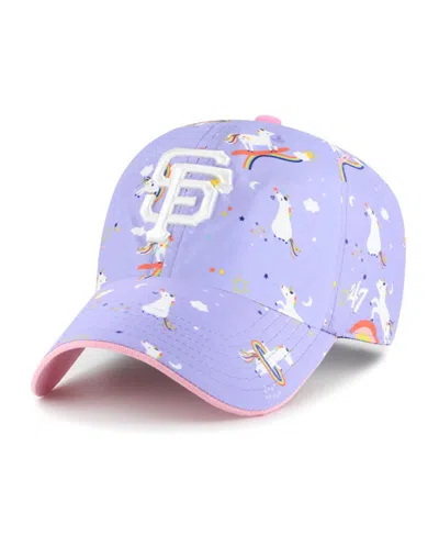 47 Brand Kids' Big Girls Lavender San Francisco Giants Unicorn Clean Up Adjustable Hat In Neutral