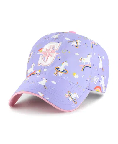 47 Brand Kids' Big Girls Lavender Seattle Mariners Unicorn Clean Up Adjustable Hat In Purple