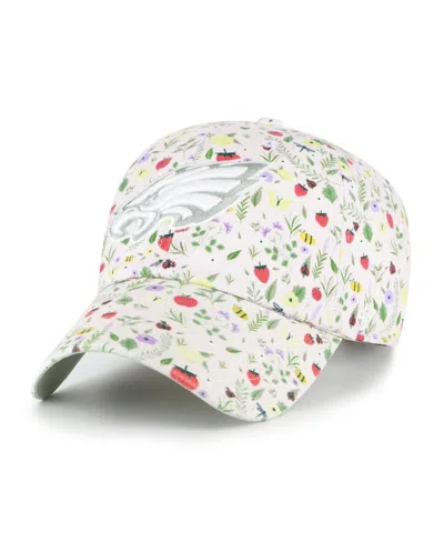 47 Brand Kids' Big Girls Light Pink Philadelphia Eagles Posey Clean Up Adjustable Hat In Gray