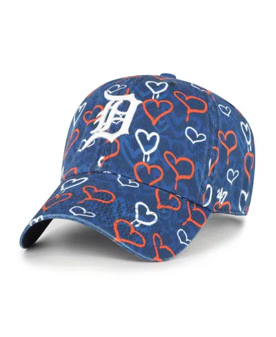 47 Brand Kids' Big Girls Navy Detroit Tigers Mural Clean Up Adjustable Hat In Blue