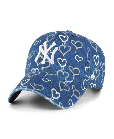 47 Brand Kids' Big Girls Navy New York Yankees Mural Clean Up Adjustable Hat In Blue