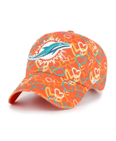 47 Brand Kids' Big Girls Orange Miami Dolphins Mural Clean Up Adjustable Hat