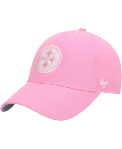 47 Brand Kids' Big Girls Pink Pittsburgh Steelers Rose Mvp Adjustable Hat