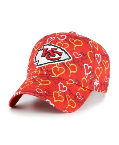 47 Brand Kids' Big Girls Red Kansas City Chiefs Mural Clean Up Adjustable Hat In Orange