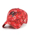 47 Brand Big Girls Red Tampa Bay Buccaneers Mural Clean Up Adjustable Hat In Orange
