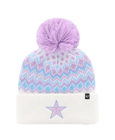 47 Brand Big Girls White Dallas Cowboys Elsa Cuffed Knit Hat With Pom
