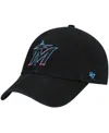 47 Brand Boys Black Miami Marlins Team Logo Clean Up Adjustable Hat In Black