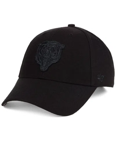 47 Brand Chicago Bears Black & Black Mvp Strapback Cap In Black,black